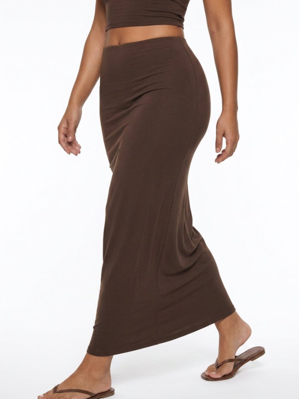 Brown ankle-length maxi skirt